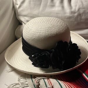 Capelli of New York Black and White Floral Hat